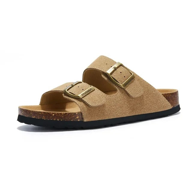 Suede Sandal with Double Buckle
